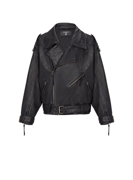 Lambskin leather biker jacket