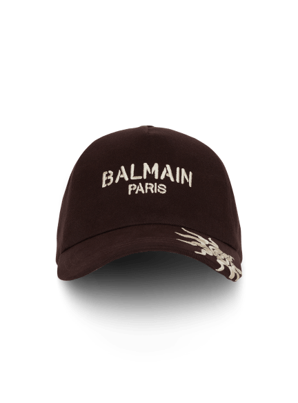 Cotton cap with Balmain Paris and Sun embroidery