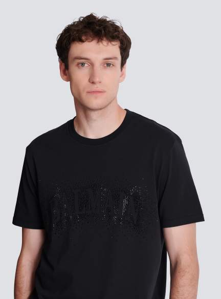T-shirt with embroidered crystal spray effect