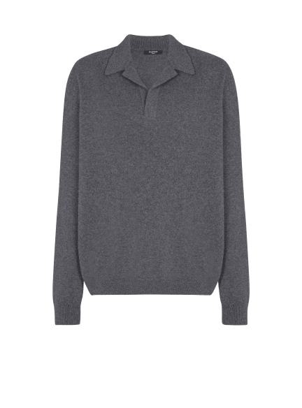 Long-sleeved polo shirt in eco-cashmere