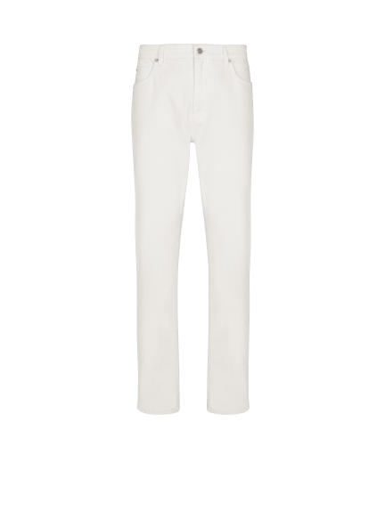 White denim straight-cut jeans