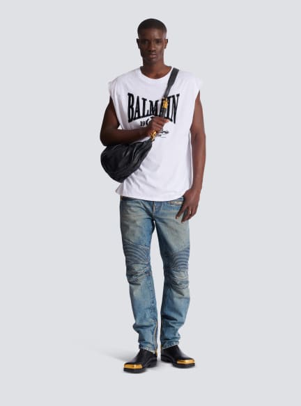 Biker jeans in vintage denim