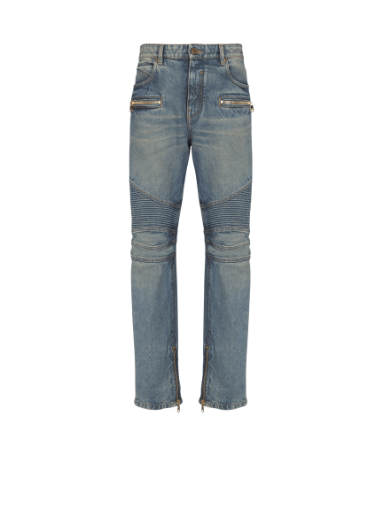 Biker jeans in vintage denim