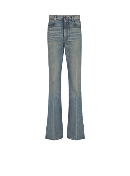 Slim straight-leg jeans in vintage denim