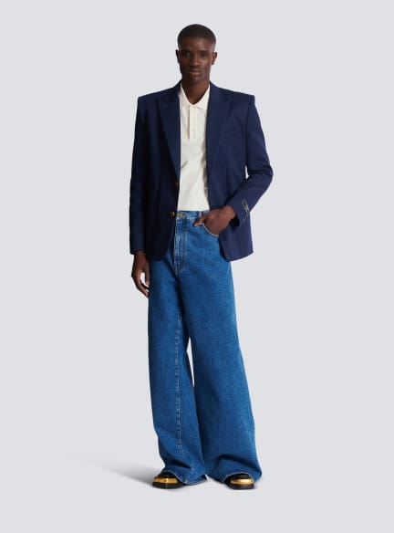Blue denim wide-leg jeans