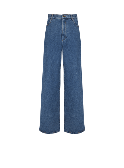Blue denim wide-leg jeans