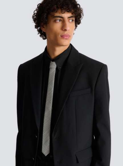 Slim wool tie with Prince of Wales print