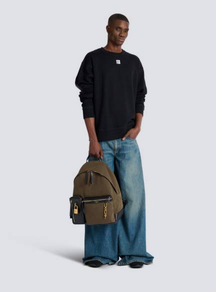 Pulse calfskin and nylon backpack