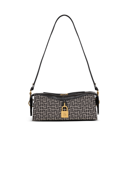 Pulse shoulder bag in monogram jacquard and calfskin