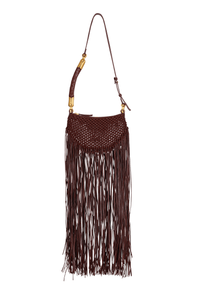 Fringed &Eacute;b&egrave;ne Hobo Mini bag in woven leather