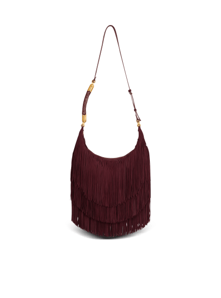 Sac Ebene Hobo Large en cuir su&eacute;d&eacute; &agrave; franges