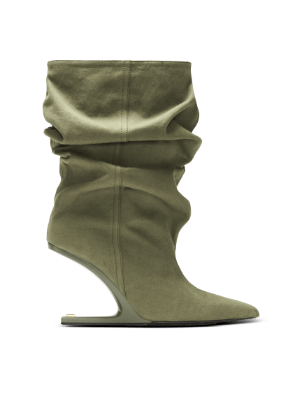 No Wedge cotton-linen ankle boots