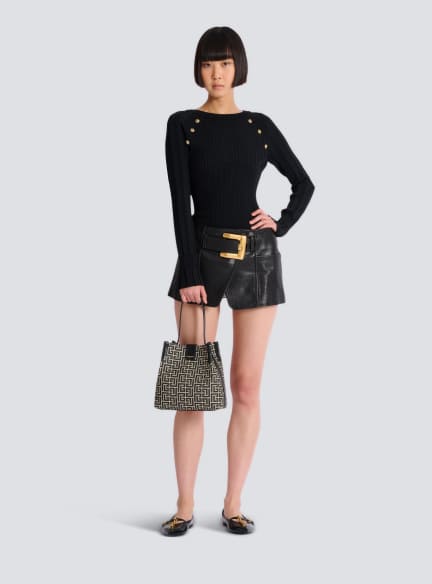 Release Bucket bag in jacquard and calfskin