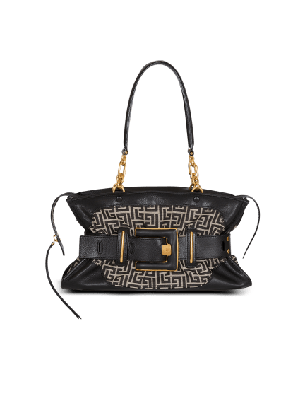 Leather and monogram jacquard Anthem bag