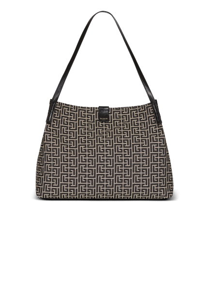 Medium Release Shopper bag in monogram jacquard and calfskin leather