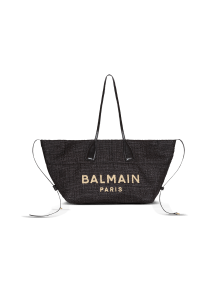 Track tote bag in raffia and calfskin