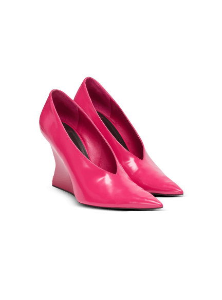 Shiny lambskin Wedge pumps