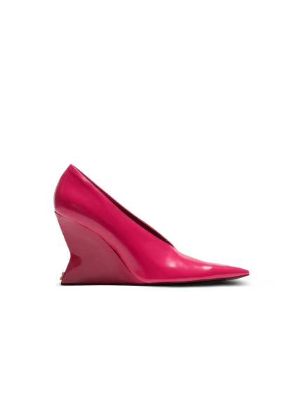 Shiny lambskin Wedge pumps