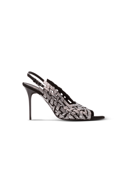 Fringed suede and rhinestone sandals