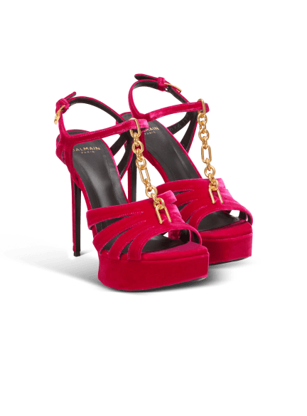 Sync platform sandals in patent lambskin