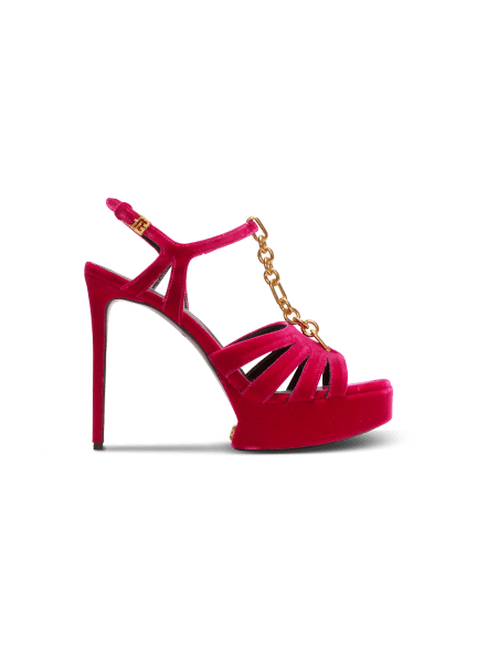 Sync platform sandals in patent lambskin