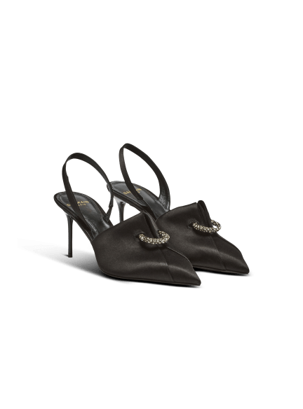 Satin slingbacks with piercing