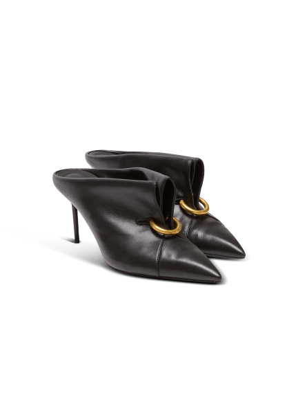 Lambskin leather mules with front piercing