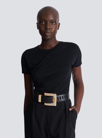 Anthem calfskin and crystal belt