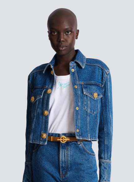 Embossed calfskin T-Bar belt