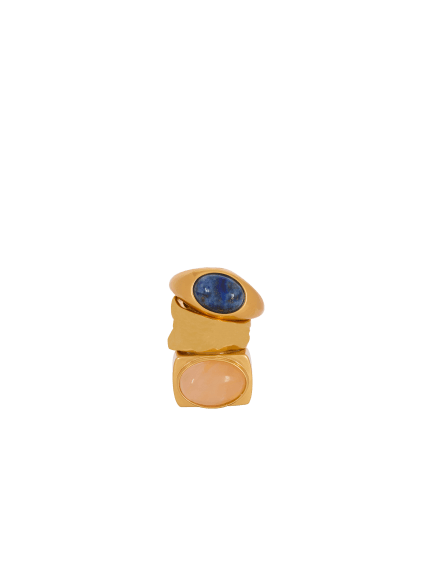 Set of brass and stone rings