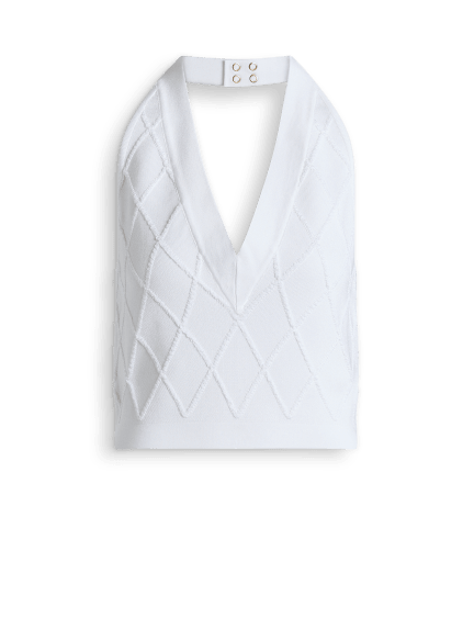 Quilted knit halterneck top