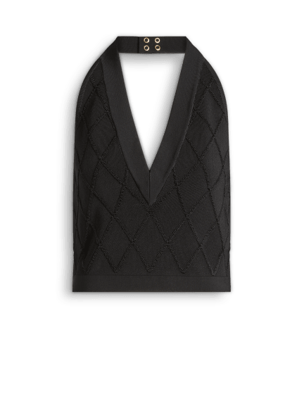 Quilted knit halterneck top