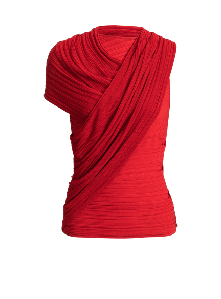 Sleeveless asymmetrical viscose top