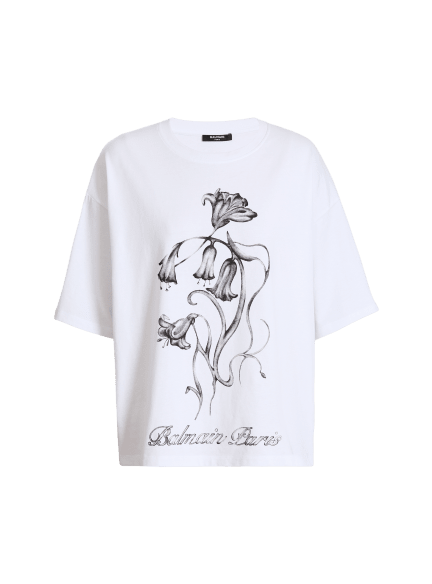 Printed Balmain Flower T-shirt 