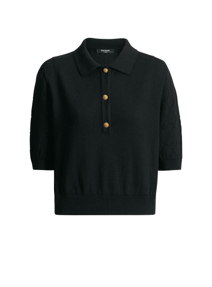 Knitted 3-button polo