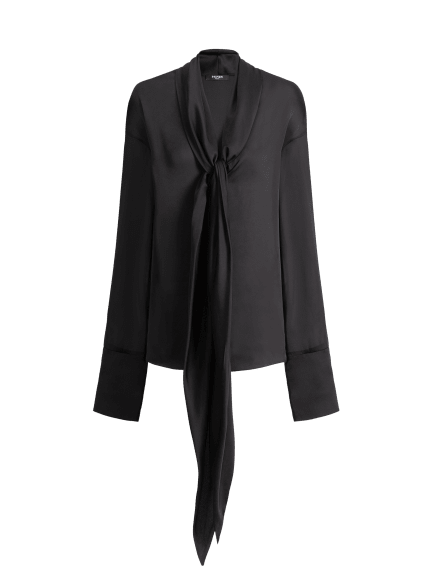 Camicia in seta con collo annodato