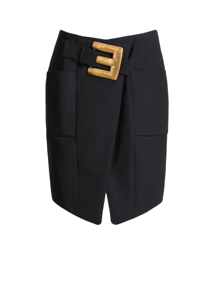 Belted grain de poudre skirt