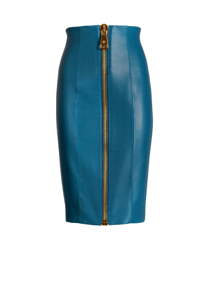 Zipped lambskin skirt