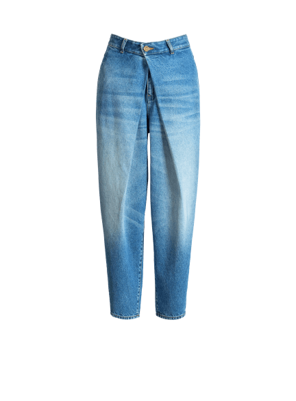 Denim barrel-leg jeans