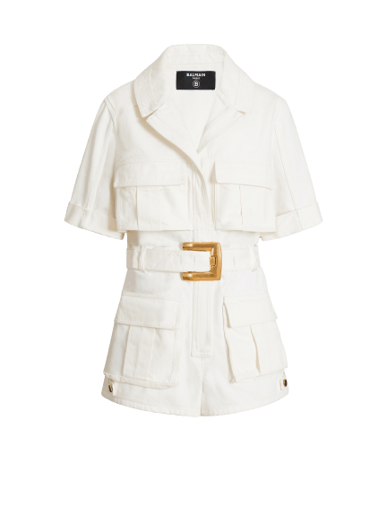 Belted denim playsuit