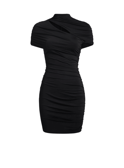 Robe bodycon drap&eacute;e en jersey