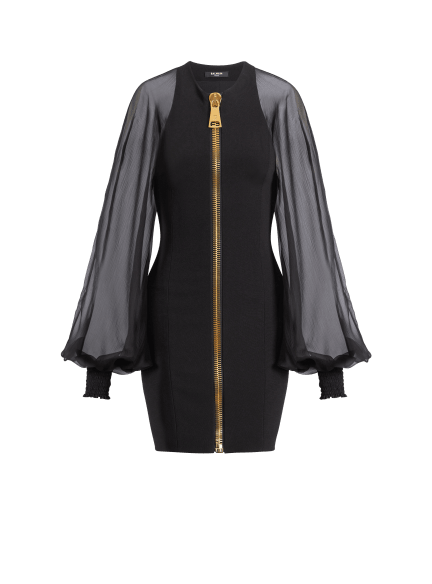 Short jersey and muslin dress