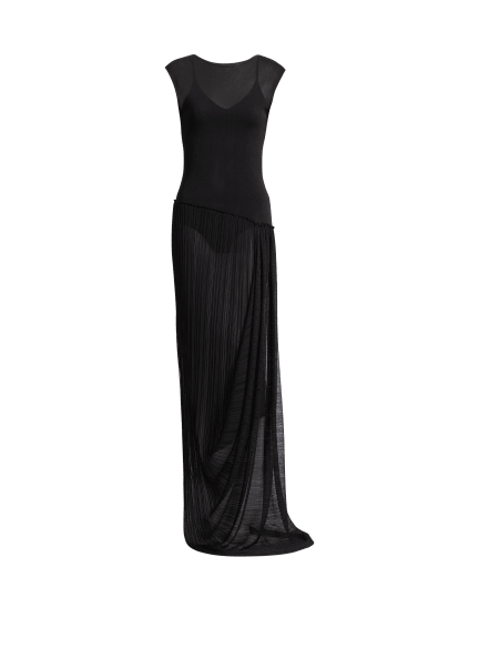 Vestido largo drapeado de viscosa