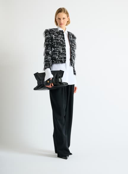 BALMAIN レザージャケット アイボリー 9号 キレイめ オシャレ 大人 ラグジュアリーレディースジャケット | BALMAIN