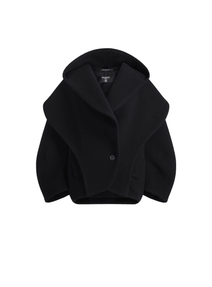 Oversized wool pea coat with hood