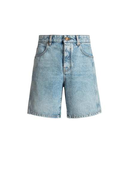 Light blue denim Bermuda shorts