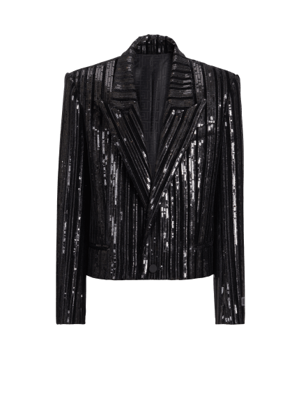 Cropped sequin velvet jacket