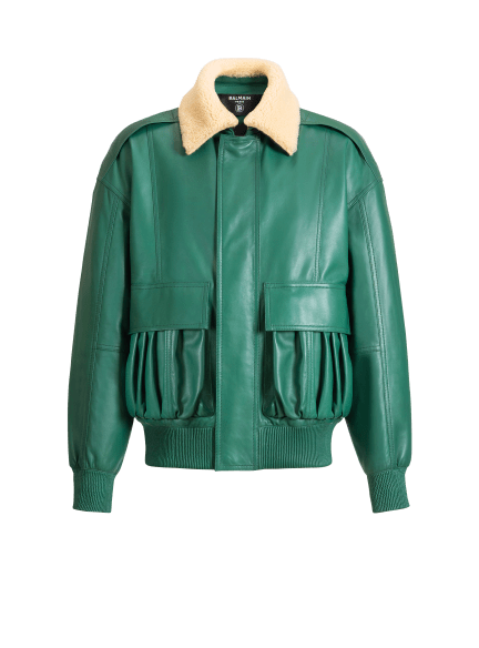 Bomber in pelle e shearling