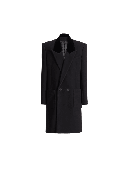 Long wool and velvet coat