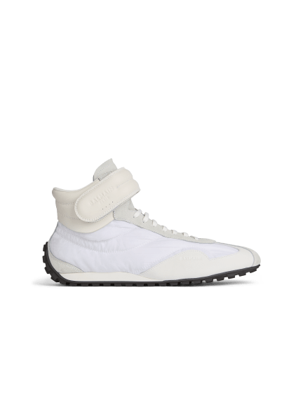 Racing Mid-Top trainers in nylon and leather